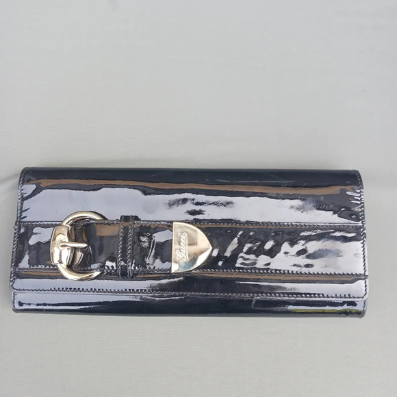 NWOT GUCCI Patent Leather Romy Clutch Black - Picture 2 of 9